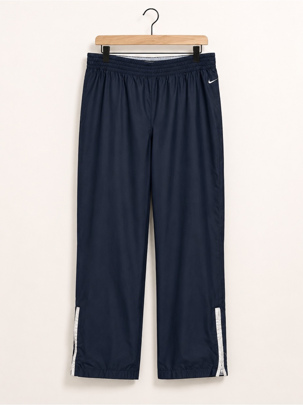 Nike Navy Mesh Lined Track Pants Zip Hem Athletic Windbreaker Pants L